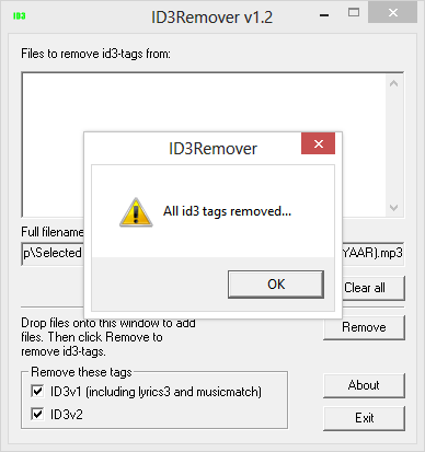 Result Window in ID3Remover