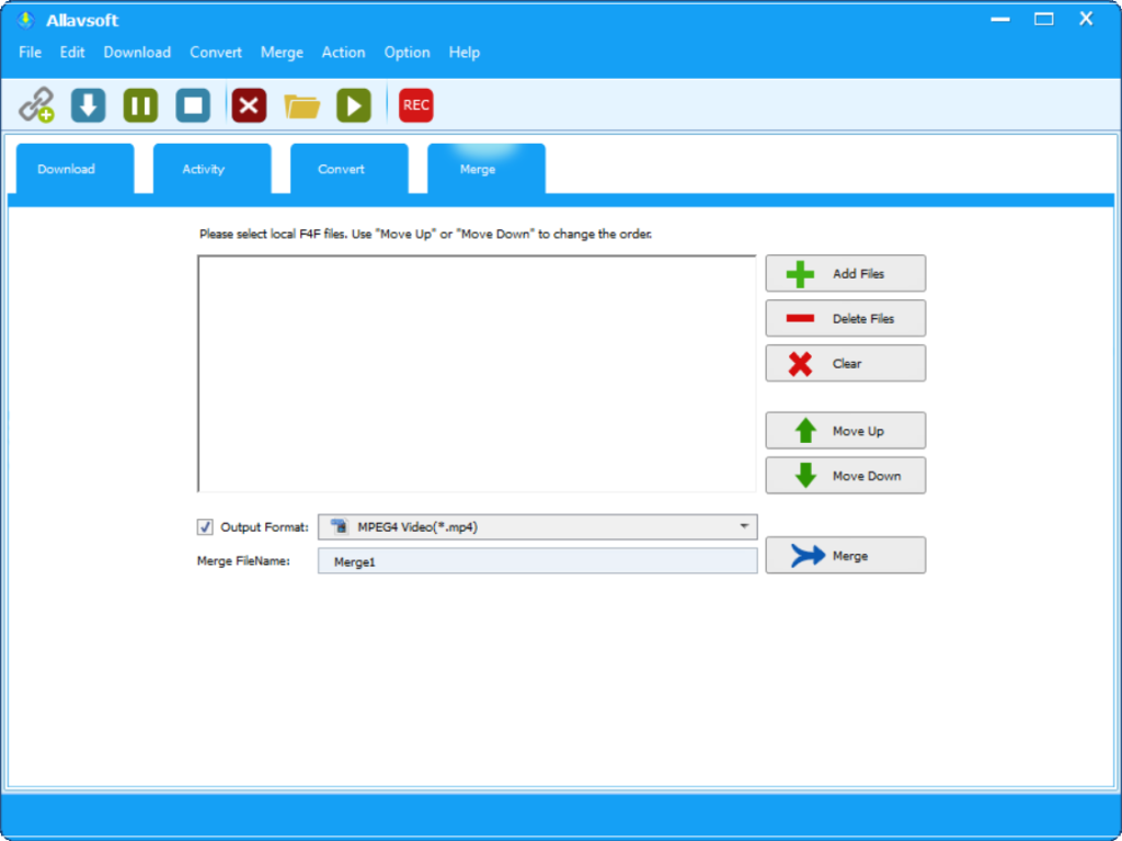 Allavsoft Merge Files Tab