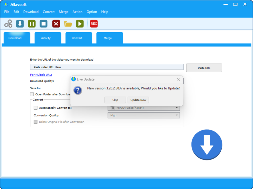 Allavsoft Update Notification